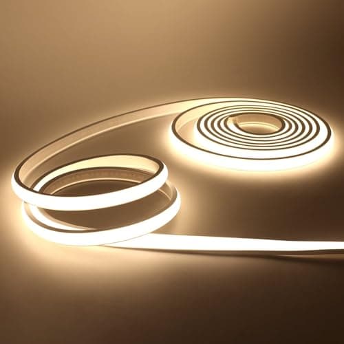 KISUFU Bandeau LED COB 220V, IP65 étanche Flexible néon LED Strip 288 Leds/m Bandes à LED Ruban pour DIY Chambre, Cuisine, Exterieur Maison Décoration. Blanc naturel,1M