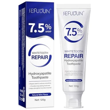 Dentifrice à l'Hydroxyapatite 120g - Réparation Émail & Dents Sensibles | Sans Fluor, Vegan, Testé Cliniquement | Blanchiment Doux & Haleine Fraîche