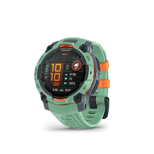 Garmin Instinct 3, AMOLED - Montre GPS Robuste et connectée – Vert d'eau avec Bracelet Vert d'eau – Boîtier 45 mm