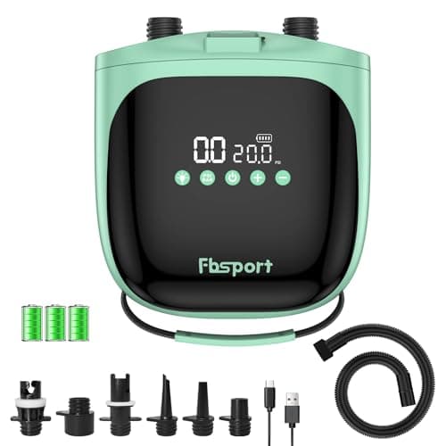 FBSPORT Gonfleur Electrique Paddle Rechargeable 4000mAh Batterie & 12V DC, 20PSI Pompe Paddle Electrique Auto-Arrêt, Inflation/Déflation Double Étape, pour Sup, Tente, Bateaux, Kayaks, Matelas