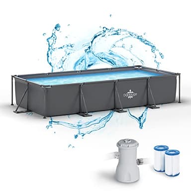 Dardaruga Piscine Tubolaire Hors Sol 450 x 220 x 84 cm + Pompe Filtre économie d'énergie + 2 Cartouches Filtres, Modèle GALAPAGOS, Brand et Assistance Italienne, Matériaux Premiers, Liner Multi-Couche