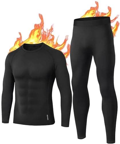 sous Vetement Thermique Homme Hiver sous-Vêtements Thermiques Homme sous Pull Thermique Énsemble Ski Collant Elasticité Ensemble Thermique Respirant sous Pantalon Thermique M