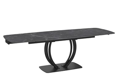 Meublissime Arlinda - Table Extensible en céramique Anthracite et Pied Noir - L 160/240