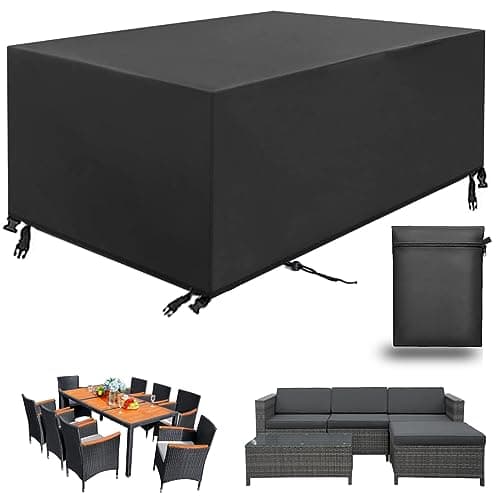 Housse Salon de Jardin, Housse de Table Jardin Rectangulaire, Couverture de Protection Meubles Bâche Salon de Jardin Imperméable Anti-UV, Bache Table Exterieur (Schwarz, 213*132*72cm)