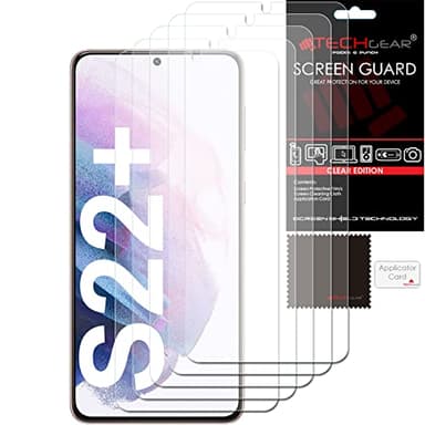 TECHGEAR Protections d'écran [Pack de 5] Compatible avec Samsung Galaxy S22 Plus / S22+ 5G, Clair LCD Housse de protection d'écran