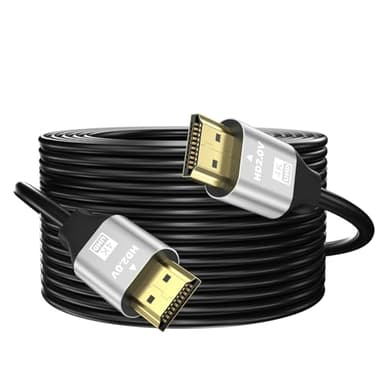 grofyllaa 4K câble Hdmi 20M, câble Hdmi 2.0 haute vitesse 4K@60Hz 2K@120Hz, connecteur plaqué or 3D ARC HDCP 2.2 et 2.3 pour HDTV/Blu Ray lecture/projecteurs/ordinateurs portables /PS4/PS5(argenté)