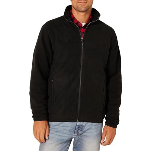Amazon Essentials Veste Polaire à Fermeture éclair intégrale (Grandes Tailles Disponibles) Homme, Noir, L