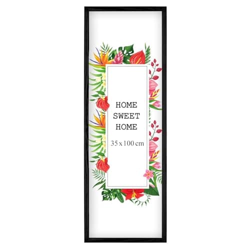 MG Design Cadre photo en bois 35 x 100 cm noir avec verre acrylique - idéal pour suspendre ou poser, parfait pour mettre en valeur vos photos, affiches ou puzzles dans votre intérieur avec élégance