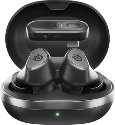 SteelSeries Arctis GameBud pour Xbox - Écouteurs gaming sans fil - 2,4GHz + BT 5.3 - ANC/Transparence - Résistance à l’eau IP55 - Batterie de 40 H - Recharge sans fil - Xbox, PS5, PC, Switch 2 -Noir