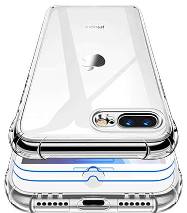Garegce Coque iPhone 7 Plus, Coque iPhone 8 Plus Transparente + 2 Pack Verre trempé Protecteur, Housse Silicone TPU Antichoc Bumper Protection Cover iPhone 7 Plus/8 Plus- 5.5 Pouces- Transparent