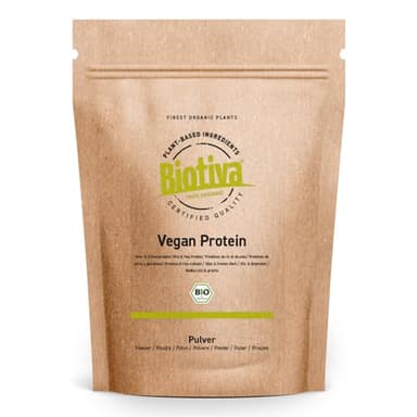 Poudre de protéines véganes bio 900g - 83% de protéines - Protéines de pois et de riz - 23g de protéines par dose - Végan - Conditionné et contrôlé en Allemagne (DE-ÖKO-005)