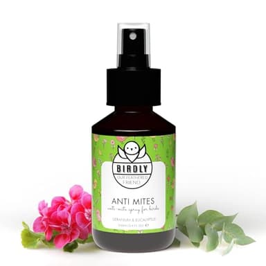 Birdly Spray Anti Acariens et Anti Poux Rouge pour Poules et Oiseaux - 100ml - Action Longue Durée - Sans résidus - Produit Anti Acariens et Anti Poux Poule avec Vitamine E, Géranium et Eucalyptus