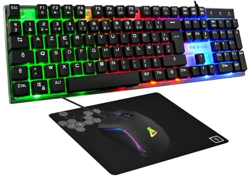 THE G-LAB - Combo Yttrium - Pack Gaming Azerty RGB, Clavier Gamer 105 Touches Et 19 Touches Anti-ghosting - Souris Gamer 2400 Dpi - Tapis De Souris Gaming - Pc Ps4 Ps5 - New