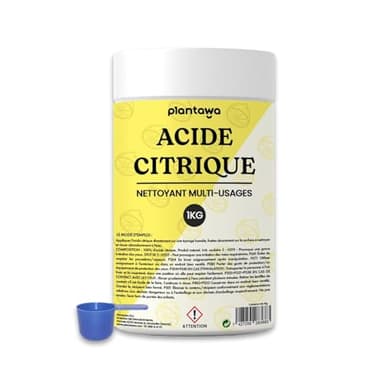 PLANTAWA Acide Citrique Powder 1kg | Acide citrique poudre menager pour la cuisine, la salle de bain et le jardin | 100% pur et polyvalent. Nettoyant universel