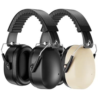 Procase 2 Casque Anti Bruit Adulte Adolescent, Casque Antibruit Pliable Réglable Confortable, avec Une Atténuation de SNR 32dB, Serre-tête Souple pour Milieu Bruyant ou Stressant -Noir Beige