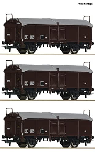 Roco Coffret de 3 Wagons à Toit Coulissant, SNCF - Ho - EP III - Echelle Ho (1/87)