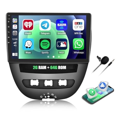 CAMECHO 2+64G pour Toyota Aygo 2004-2014/PEUGEOT 107/Citroën C1 Autoradio, Carplay Android 13 GPS Écran Tactile 10" Wireless Car Play Android Auto/NAVI/Mirror Link/GPS/WiFi