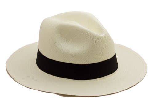 Chapeau Panama Traditionnel. Roulable et tissé. Paille naturelle. Gamme de couleurs. Extrêmement léger et respirable., Noir, 62