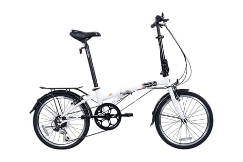 Dahon Dream D6 Vélo Pliant 20 Pouces Adulte, Vélo Pliable 6 Vitesses, Freins V-Brake, Vélo de Ville Compact Mini Vélo Pliant Léger pour Navetteurs,Sièges Réglables Blanc