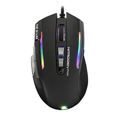 The G-Lab Kult Nitrogen Atom Souris Gamer Filaire Haute Précision - Capteur Optique 4800 DPI, RGB, 9 Boutons Programmables, Ultra Légère, Idéale MOBA/FPS - Compatible PC/PS4/PS5/Xbox One - Noire