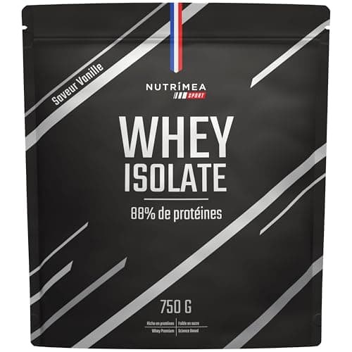 Whey Isolate - 88% de Protéines, Faible en Sucre - Performance & Récupération Optimales - Whey Protein Isolate 100% Pure - Saveur Vanille Crémeuse - Nutrimea - Expertise Française