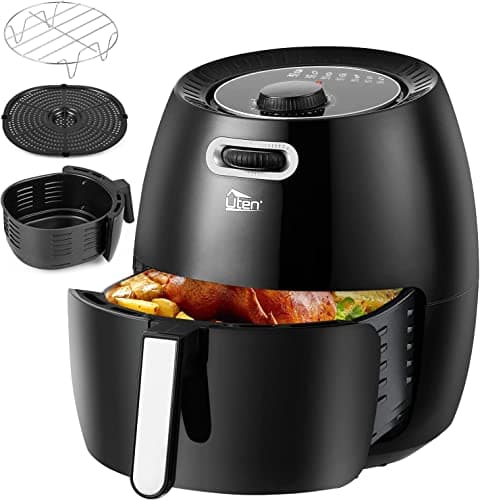 Uten Friteuse sans Huile, Friteuse à Air Électrique 6.5L avec Panier, Minuteur et Température Téglable Cuisson rapide, Grande Capacité pour 1800W