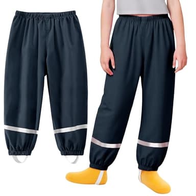 Baogaier Pantalon de Pluie pour Enfants, Tout-Petits Non doublée Pantalon Coupe-Vent et imperméable Pluie, Bleu Marine Garçons Anti-Boue Léger et Fin Pantalon avec Réfléchissant pour 1-2 Ans
