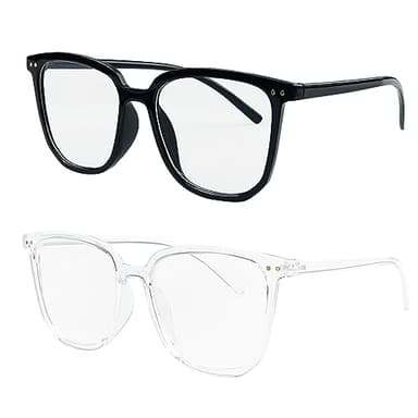 Mesybveo 2 Paireslunettes Anti Lumiere Bleue, Lunettes D'ordinateur Anti-Fatigue, Lunette de Lecture con Monture Large, Lunette de Repos, Léger et Portable, Lunettes Lumiere Bleue pour Homme Femme
