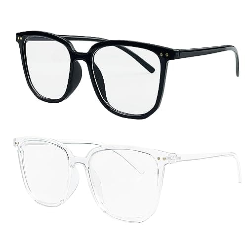 Mesybveo 2 Paireslunettes Anti Lumiere Bleue, Lunettes D'ordinateur Anti-Fatigue, Lunette de Lecture con Monture Large, Lunette de Repos, Léger et Portable, Lunettes Lumiere Bleue pour Homme Femme