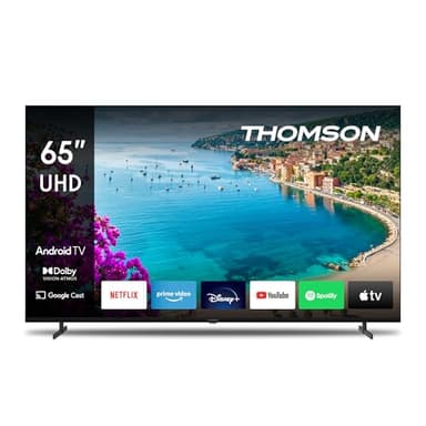 THOMSON 65 Pouces (165 cm) 4K Ultra HD Smart Android TV, Google Assistant, Wi-FI, Dolby Digital, Bluetooth, Triple-Tuner (Câble/Satellite/Antenne), HDMI, CI+, A+ Panneau – 65UA5S13