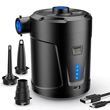 Pompe à air électrique, Batterie Rechargeable 5200 mAh, Gonfleur Matelas Gonflable avec 3 Buses d'air, Gonfleur Rapide pour Bateau Pneumatique/Matelas Pneumatique