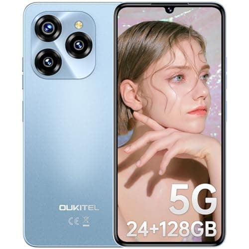 OUKITEL C50 Téléphone Portable Débloqué 5G - Smartphone Android 14, 24GO+128GO/1TO, Smartphone Pas Cher 5100mAh, 50MP Caméra, Écran 6.8" HD+/90Hz, Dual SIM 5G, Fingerprint/Face ID/GPS/OTG-2024 Bleu