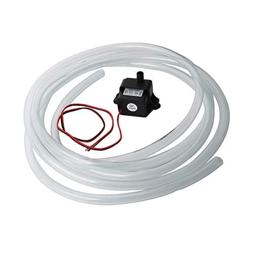 DC Mini Pompe à Eau Brushless, CESFONJER Ultra-Silencieux avec câble de 46 cm et 2 Pieds de Ventouses pour Aquarium/Etang/Fontaine etc (+avec Tuyau d’Eau en PVC de 8 mm de diamètre et de 3 m de Long)