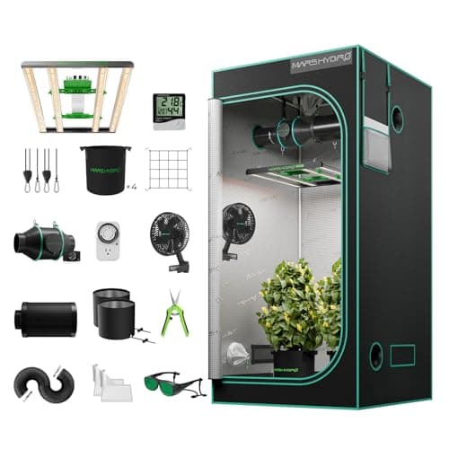 MARS HYDRO Tente de culture Kit complet avec contrôle d'application FC3000 Samsung LM301H Lampe de culture LED à intensité variable, 100 x 100 x 180 cm, 1680D hautement réfléchissant, Mylar Grow Box