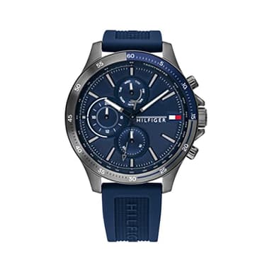 Tommy Hilfiger Montre Analogique Multifunction à Quartz pour Homme avec Bracelet en Silicone Bleu Marin - 1791721