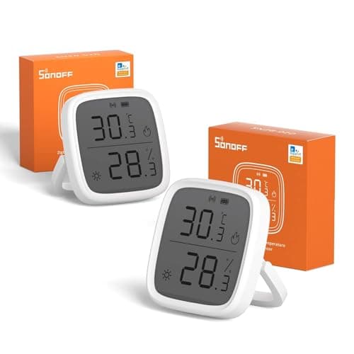 SONOFF SNZB-02D Mini Capteur ZigBee de Température et d'humidité, Thermomètre Hygrometre Intérieur, Affichage sur écran LCD, Compatible avec Alexa/Google Home, 2 Pack