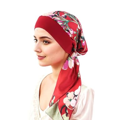 Elegance-go Chimio Turban pour Femmes,Chapeau de Chimio Élastique Chimio Turban Femmes Écharpe de Tête en Satin Chapeau Headwrap Bonnet de Chimio pour Femme Chemo Perdu des Cheveux (Wine Red)