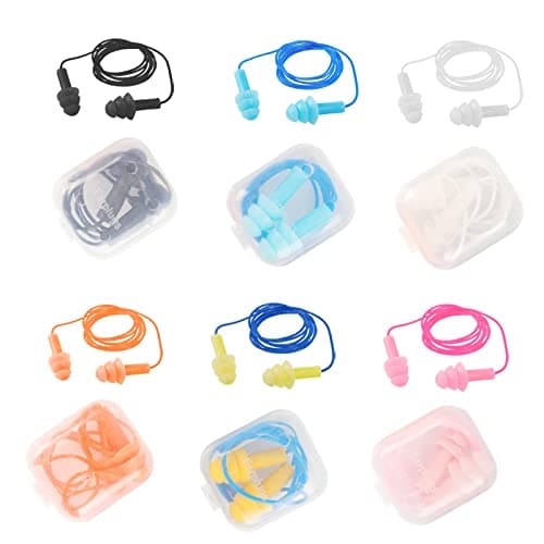 Lot de 6 bouchons d'oreille en silicone avec corde, bouchons d'oreille insonorisés, bouchons d'oreille de natation, bouchons d'oreille insonorisés, bouchons d'oreille anti-bruit, bouchons d'oreille