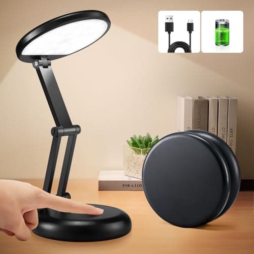 Lampe de Bureau LED, Pliable & Portable Lampe Sans Fil, 3600mAh Lampe Rechargeable Lampe Bureau LED, 8 Luminosité Lampe LED Sans Fil Lampe de Chevet Sans Fil, Lampe de Table Sans Fil Rechargeable