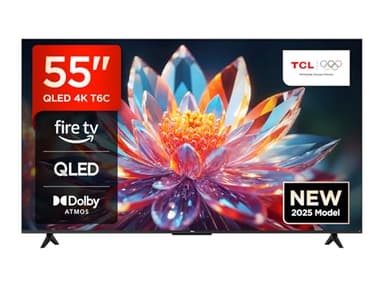 TCL 55T6C 55” QLED 4K HDR TV, Fire TV (Téléviseur Intelligent avec Dolby Vision et Atmos, HDR10+, Appuyez et Demandez à Alexa)