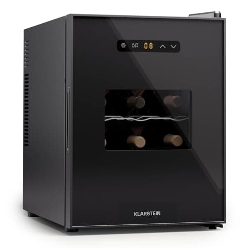 KLARSTEIN cave à vin autonome 1 zone, petit réfrigérateur à boissons, petite cave à vin, petite cave à vin avec porte vitrée, réfrigérateur à boissons intérieur/extérieur, cave à vin, 12 bouteilles