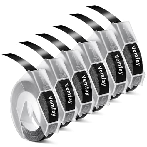 Rubans D'étiquettes Compatible avec Dymo Ruban, 6 x 3D 9 mm Compatible avec Recharge Dymo Etiqueteuse pour Dymo Omega S, Junior S0717900, Organizer Xpress Embossing Etiqueteuse