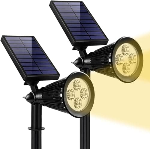 SOLARBABY Lampe Puissante Spot Solaire Exterieur IP65 Imperméable, Réglable 120° Projecteur Solaire Extérieur pour Jardin Allée Chemin Lumière, Eclairage Pour Les Décorations de Jardin [Lot de 2]