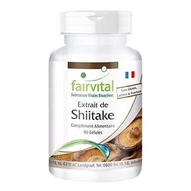 Fairvital | Extrait de shiitake 500 mg - 30% de polysaccharides (150mg) - 90 gélules végétariennes