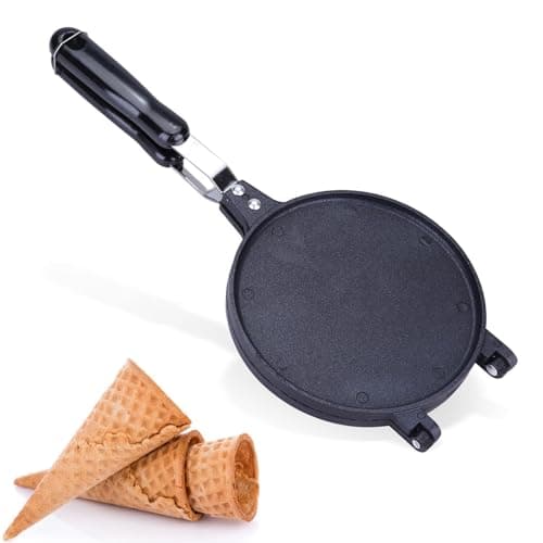 Gaufrier de cornet, Gaufrier à Cornets de Glace,gaufrier gaufrette, gauffrier multifonctions,gaufrier antiadhésif cone maker crêpière à gaz pour omelette de ornets de crème glacée, 17cm