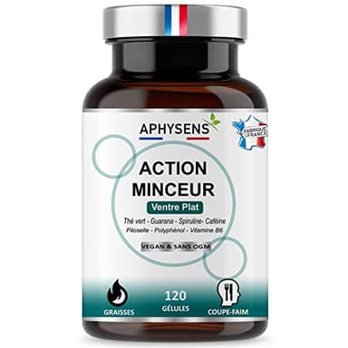 Bruleur de graisse | Boost du métabolisme | Guarana, Thé vert, Spiruline Perte de poids et Détox | 7 Actifs en 1 Effet Minceur | 120 gélules Fabrication Française | Aphysens