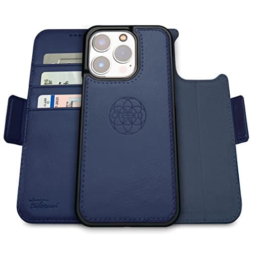 dreem Fibonacci Étui Portefeuille pour 14 Pro Max/étui MagSafe Antichoc 2-en-1 et Folio détachable en Cuir végétalien de Luxe avec Protection de Carte RFID et Support; pour Femmes et Hommes - Royal