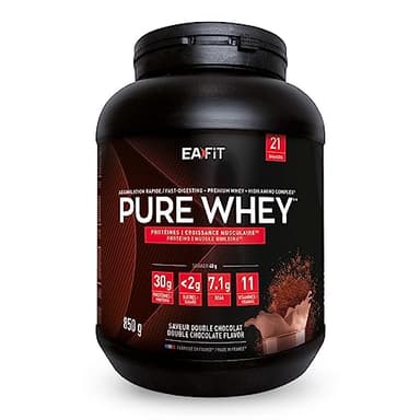 Pure Whey Chocolat | EAFIT | Protéine | 32g de protéines Whey+7,6g de BCAA/shaker+magnesium | Musculation, Maintien et construction de la masse musculaire | Whey protein pour le sport | 850g