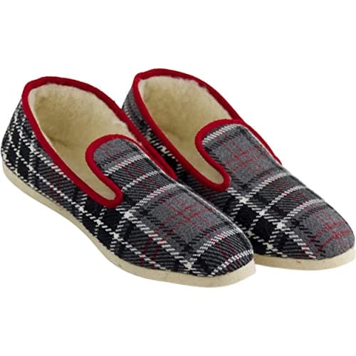 La pantoufle du Berry CHARENTAISES HOMME ÉCOSSAIS GRIS 43 EU