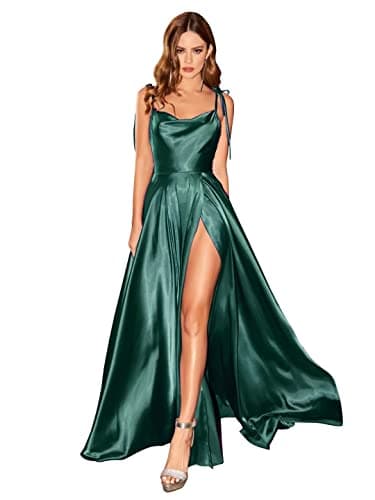 BABYONLINE D.R.E.S.S. Robe de Cocktail Longue Sexy Bustier avec Appliques Elégante à Fleurs Robe Femme Longue Chic Satin Soirée Vert Foncé 42